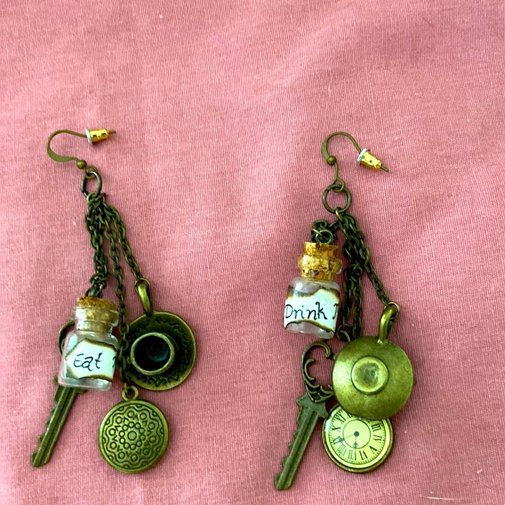 Whimsical Alice in Wonderland Dangling Earrings